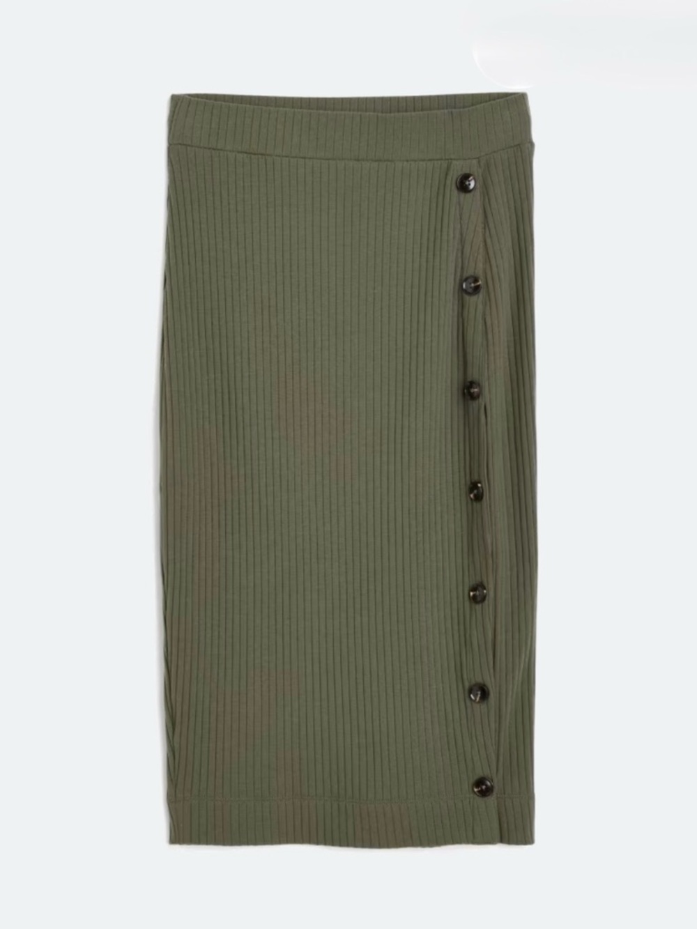 Sanctuary Sasha Ribbed Button-Accent Midi Skirt — Olive.